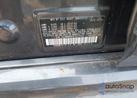 2012 Subaru Legacy 2.5I Limited from USA, damaged, VIN 4S3BMBK63C3023088